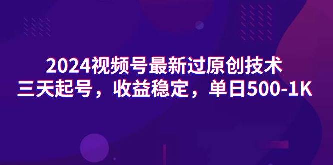 2024视频号最新过原创技术，三天起号，收益稳定，单日500-1K-翌晨科技网