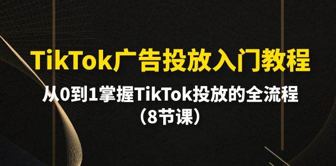 TikTok广告投放入门教程，从0到1掌握TikTok投放的全流程（8节课）-翌晨科技网