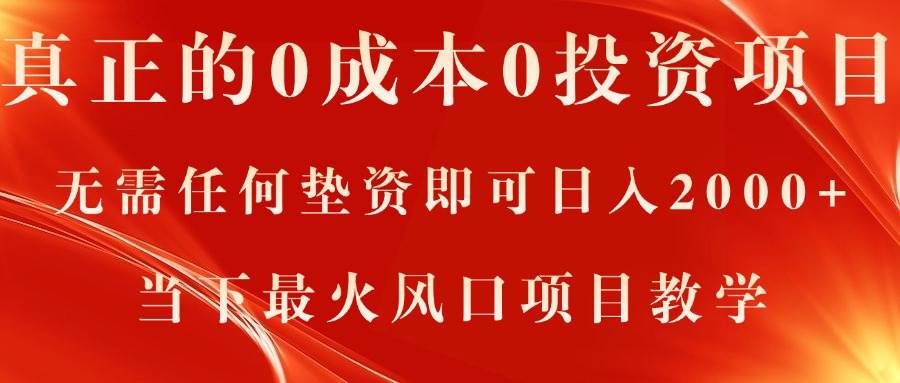 真正的0成本0投资项目，无需任何垫资即可日入2000+，当下最火风口项目教学-翌晨科技网