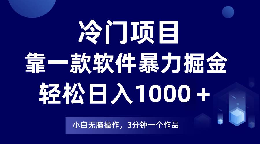 冷门项目，靠一款软件暴力掘金日入1000＋，小白轻松上手第二天见收益-翌晨科技网