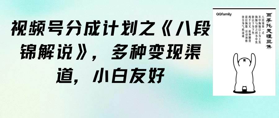 视频号分成计划之《八段锦解说》，多种变现渠道，小白友好（教程+素材）-翌晨科技网