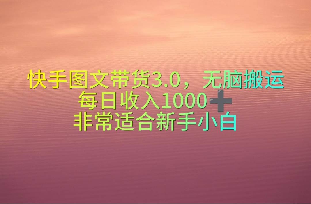 快手图文带货3.0，无脑搬运，每日收入1000＋，非常适合新手小白-翌晨科技网