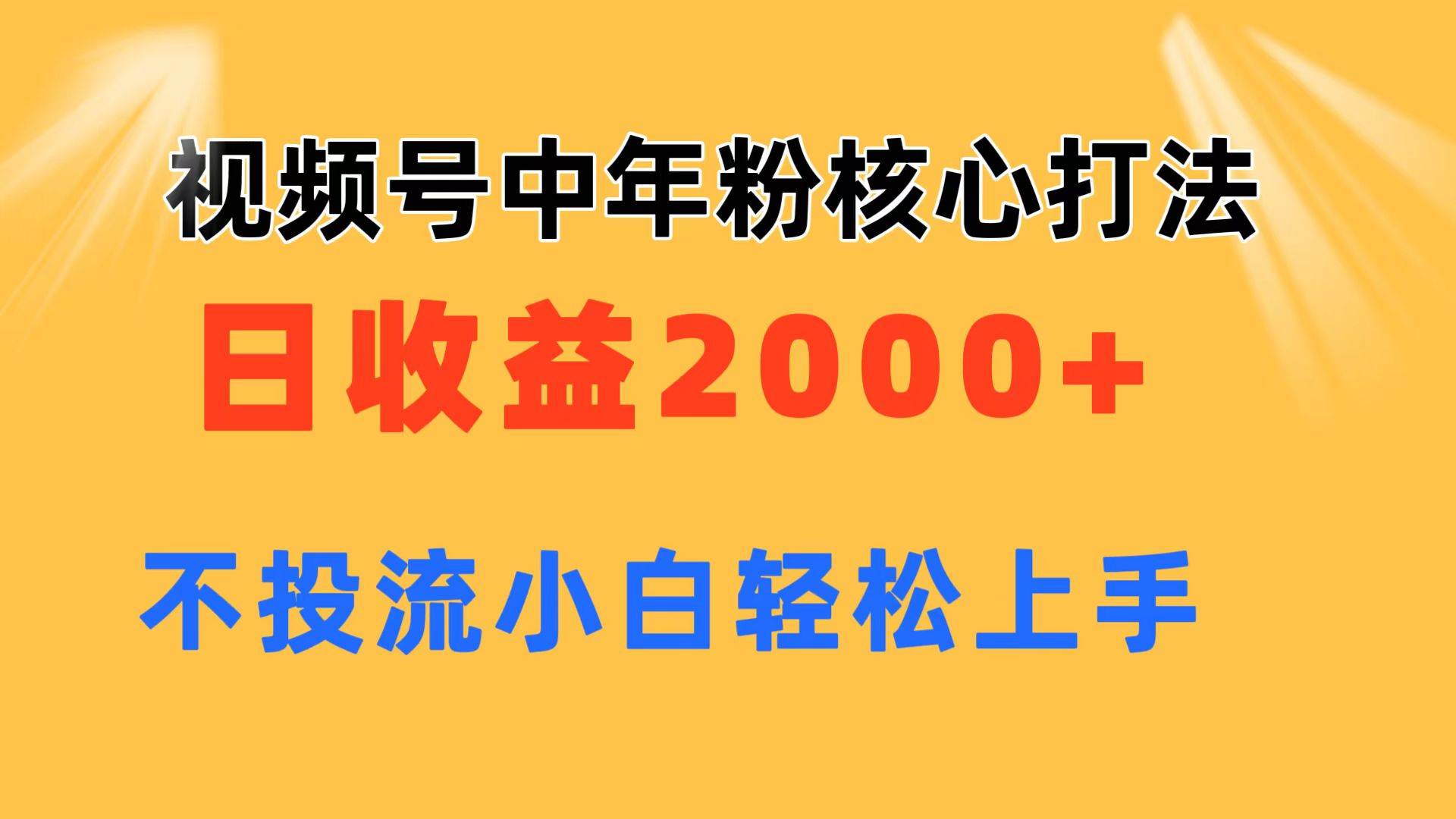 视频号中年粉核心玩法 日收益2000+ 不投流小白轻松上手-翌晨科技网
