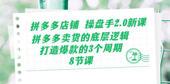拼多多店铺 操盘手2.0新课，拼多多卖货的底层逻辑，打造爆款的3个周期-8节-翌晨科技网