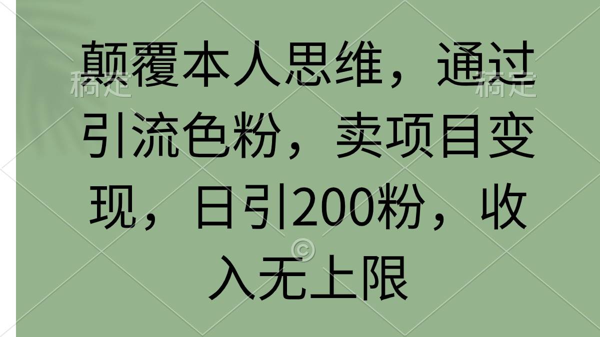 颠覆本人思维，通过引流色粉，卖项目变现，日引200粉，收入无上限-翌晨科技网