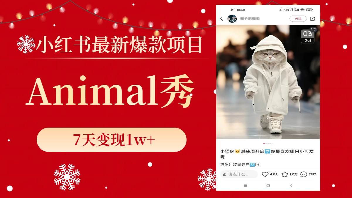 小红书最新爆款项目，Animal秀，7天变现1w+-翌晨科技网