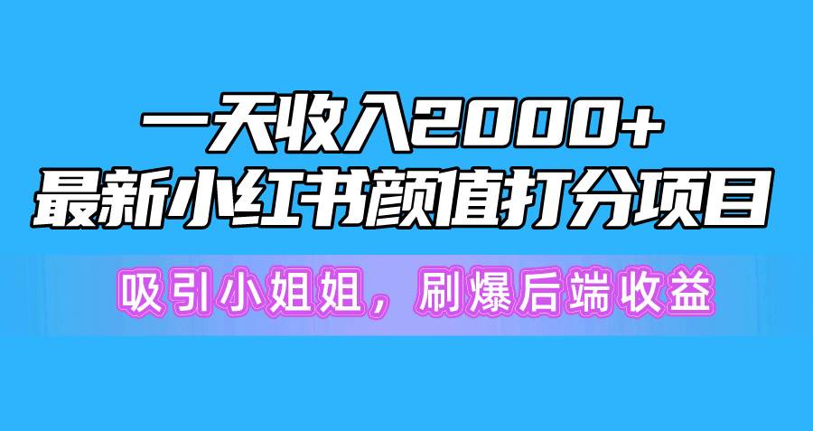一天收入2000+，最新小红书颜值打分项目，吸引小姐姐，刷爆后端收益-翌晨科技网