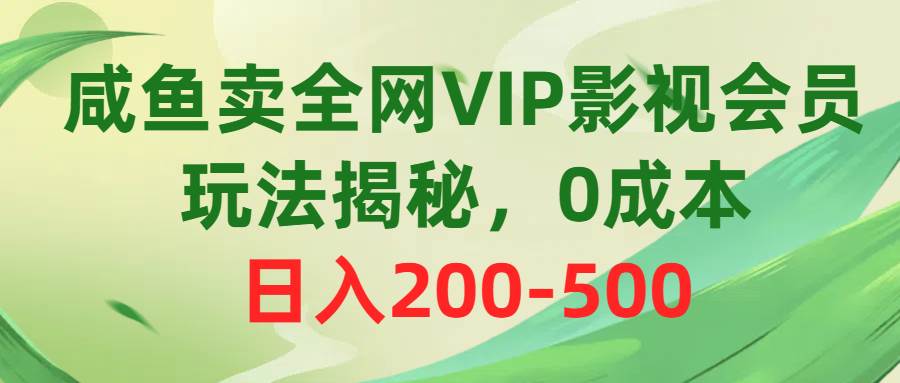咸鱼卖全网VIP影视会员，玩法揭秘，0成本日入200-500-翌晨科技网