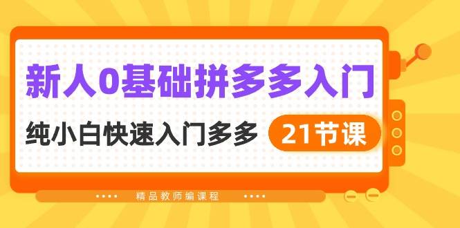 新人0基础拼多多入门，纯小白快速入门多多（21节课）-翌晨科技网