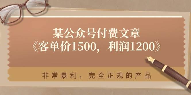 某付费文章《客单价1500，利润1200》非常暴利，完全正规的产品-翌晨科技网