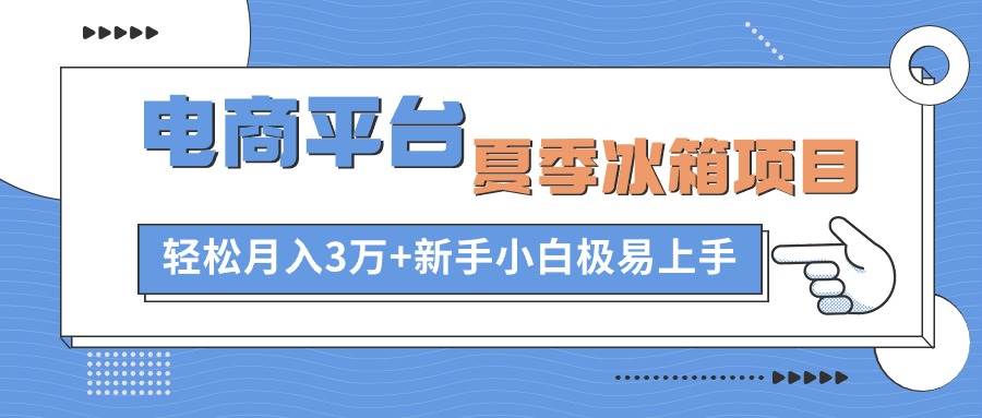电商平台夏季冰箱项目，轻松月入3万+，新手小白极易上手-翌晨科技网