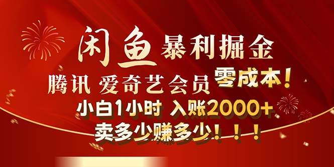 闲鱼全新暴力掘金玩法，官方正品影视会员无成本渠道！小白1小时收...-翌晨科技网