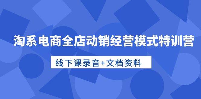 淘系电商全店动销经营模式特训营，线下课录音+文档资料-翌晨科技网