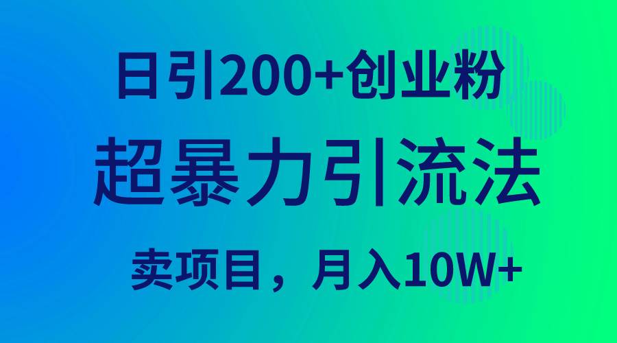 超暴力引流法，日引200+创业粉，卖项目月入10W+-翌晨科技网