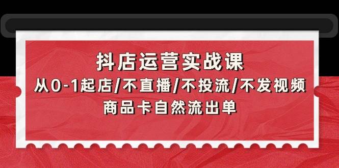 抖店运营实战课：从0-1起店/不直播/不投流/不发视频/商品卡自然流出单-翌晨科技网