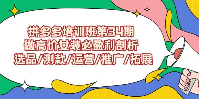 拼多多培训班第34期：做高价女装必盈利剖析  选品/测款/运营/推广/拓展-翌晨科技网