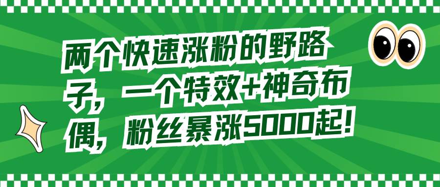 两个快速涨粉的野路子,一个特效+神奇布偶,粉丝暴涨5000起!-翌晨科技网