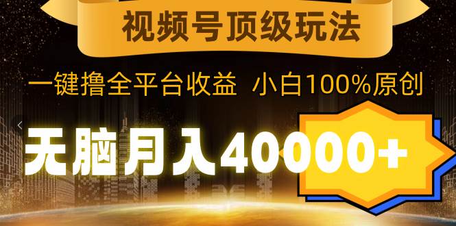 视频号顶级玩法,无脑月入40000+,一键撸全平台收益,纯小白也能100%原创-翌晨科技网