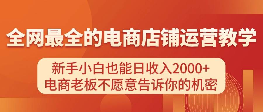 电商店铺运营教学，新手小白也能日收入2000+，电商老板不愿意告诉你的机密-翌晨科技网