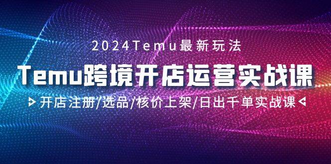2024Temu跨境开店运营实战课，开店注册/选品/核价上架/日出千单实战课-翌晨科技网