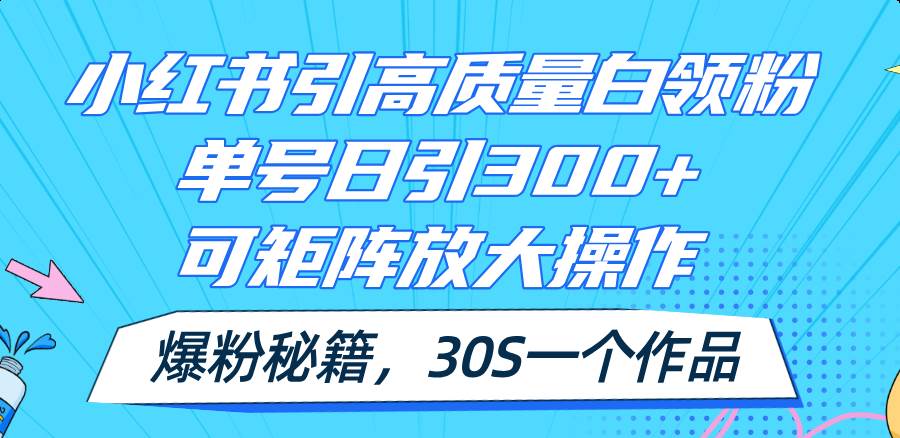小红书引高质量白领粉,单号日引300+,可放大操作,爆粉秘籍!30s一个作品-翌晨科技网