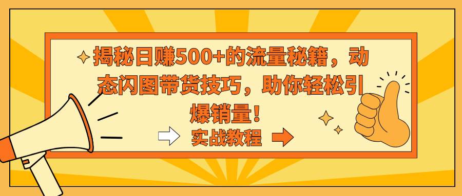 揭秘日赚500+的流量秘籍,动态闪图带货技巧,助你轻松引爆销量!-翌晨科技网