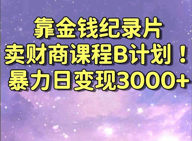 靠金钱纪录片卖财商课程B计划！暴力日变现3000+，喂饭式干货教程！-翌晨科技网