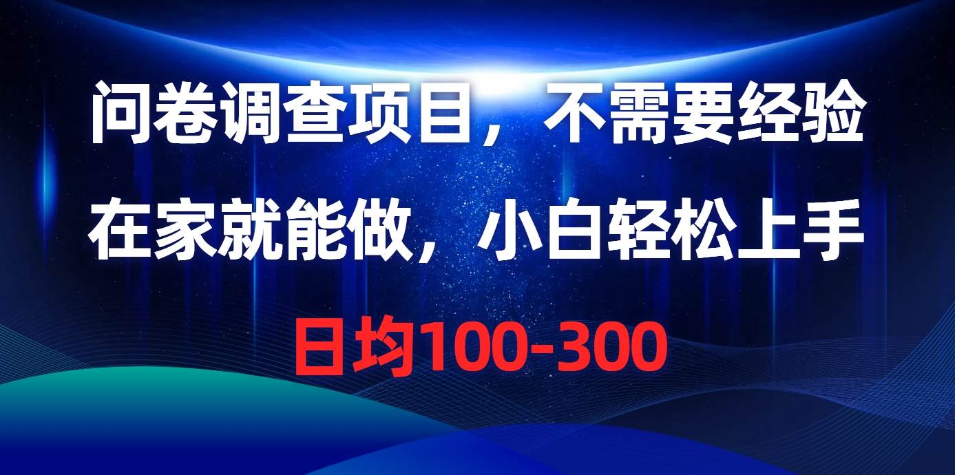 问卷调查项目，不需要经验，在家就能做，小白轻松上手，日均100-300-翌晨科技网