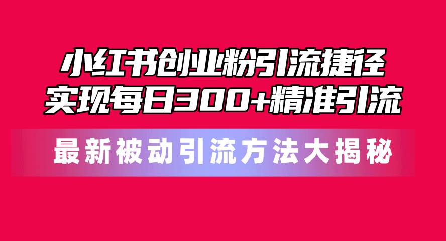 小红书创业粉引流捷径！最新被动引流方法大揭秘，实现每日300+精准引流-翌晨科技网