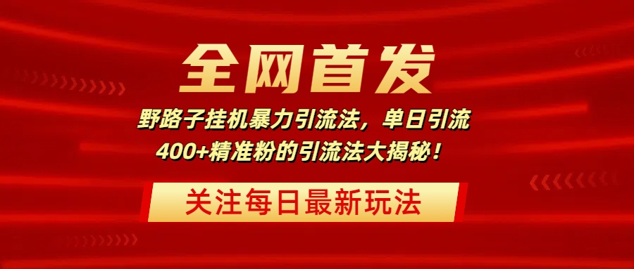 全网首发,野路子挂机暴力引流法,单日引流400+精准粉的引流法大揭秘!-翌晨科技网