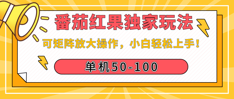 番茄红果独家玩法,单机50-100,可矩阵放大操作,小白轻松上手!-翌晨科技网