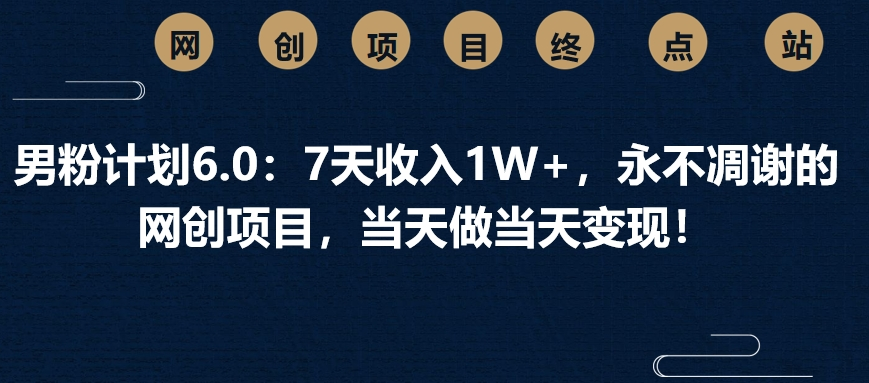 男粉计划6.0:7天收入1W+,永不凋谢的网创项目,当天做当天变现!-翌晨科技网