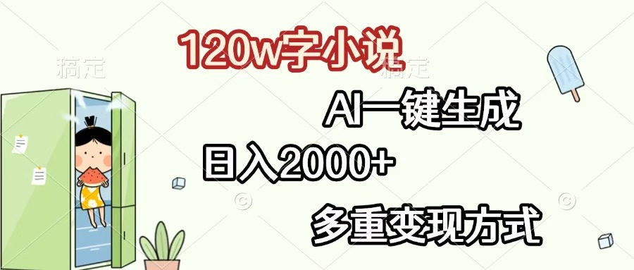 120w字小说,AI一键生成,日入2000+,多重变现方式-翌晨科技网