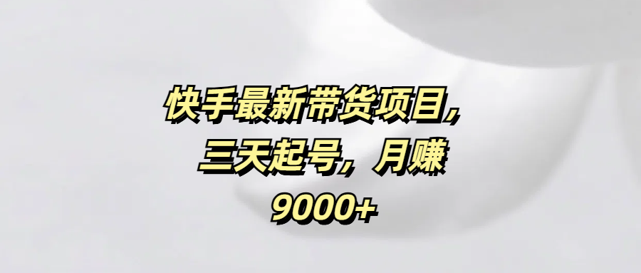 快手最新带货项目,三天起号,月赚9000+-翌晨科技网