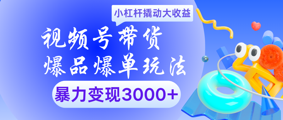 视频号带货爆品爆单玩法小杠杆撬动大收益暴力变现3000+-翌晨科技网