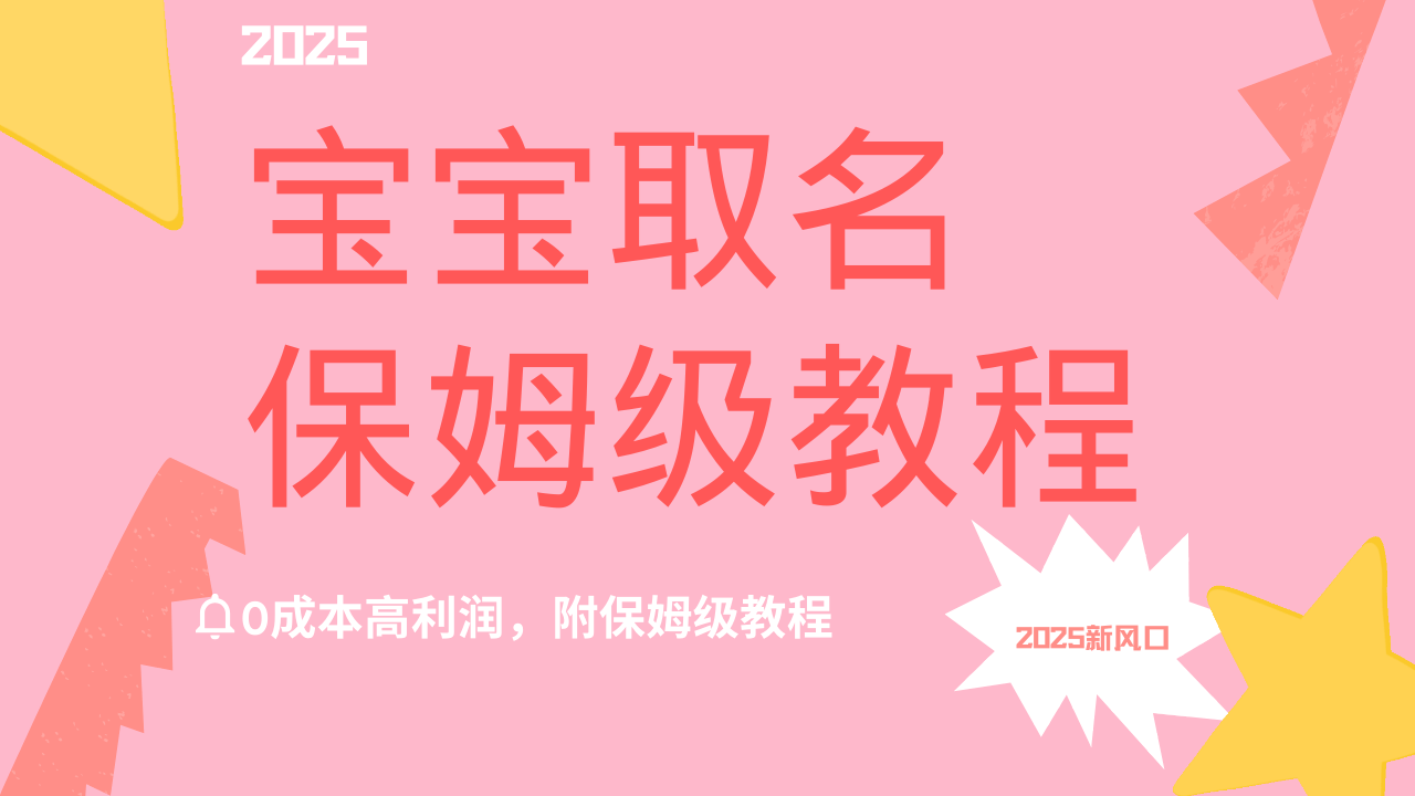 2025新风口项目宝宝取名,0成本高利润,附保姆级教程,月入过万不是梦-翌晨科技网