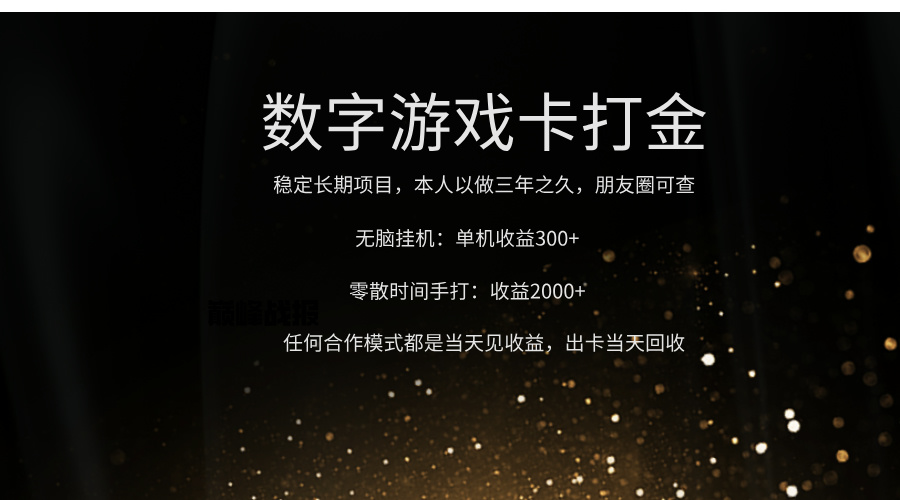 正规游戏卡打金，单机无脑挂收益300+，手打收益无上限！！！-翌晨科技网