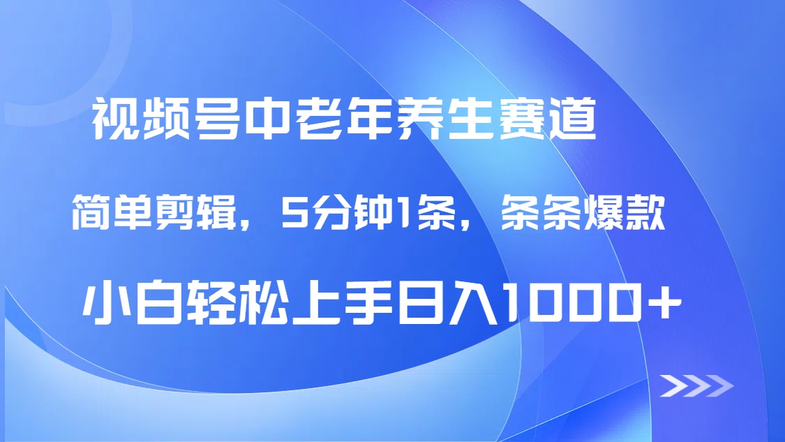 DeepSeek+既梦做视频号中老年养生赛道,条条爆款5分钟1条,轻松日入1000+-翌晨科技网