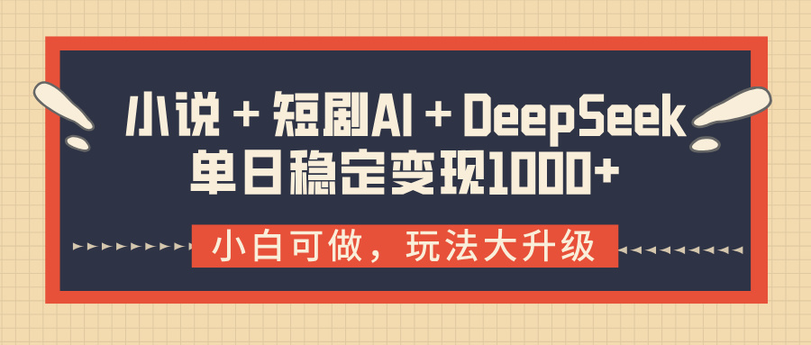 小说+短剧AI+DeepSeek结合变现,单日稳定变现1000+-翌晨科技网