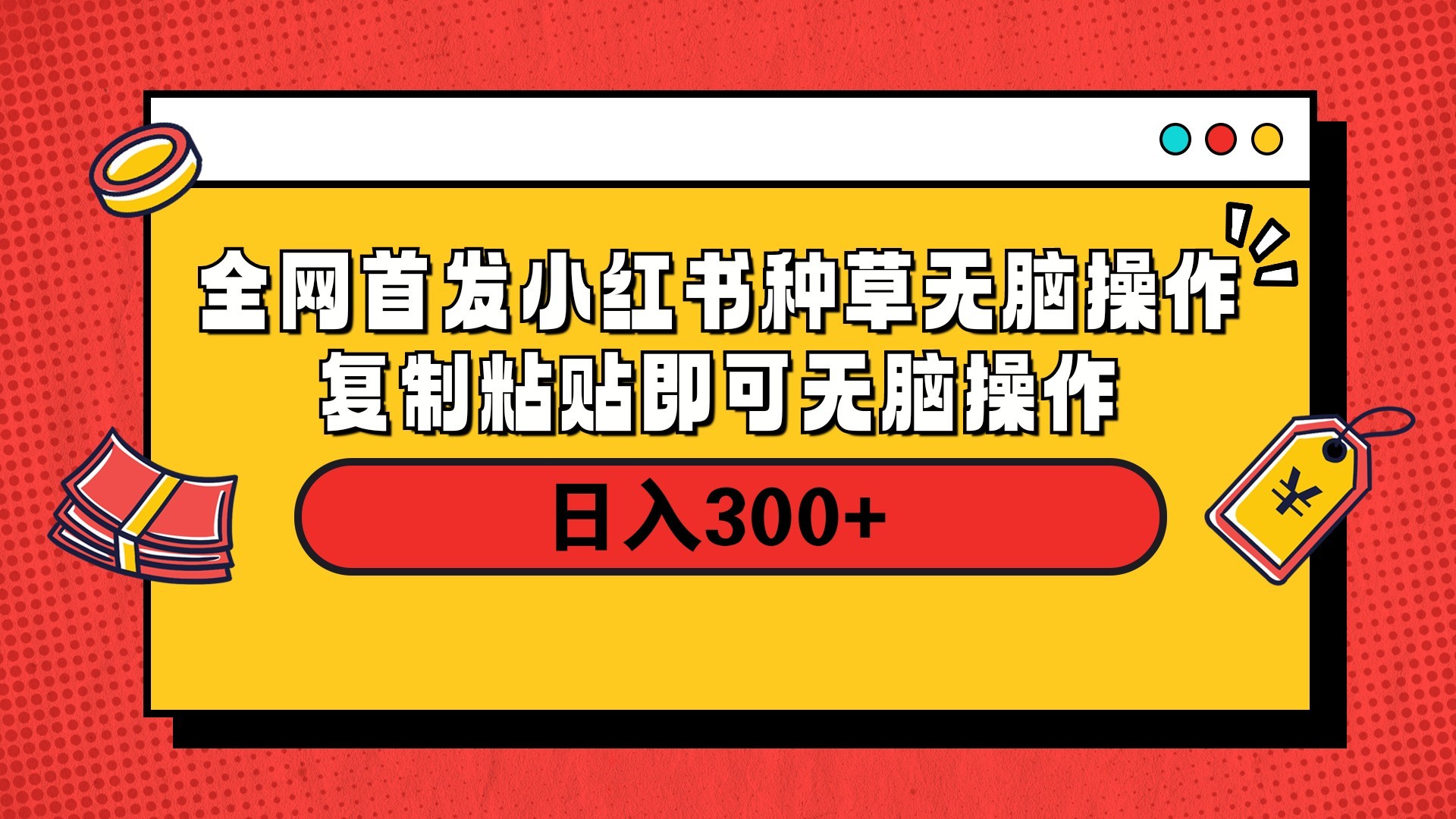全网首发 小红书种草无脑操作复制黏贴即可 轻松日入300+-翌晨科技网