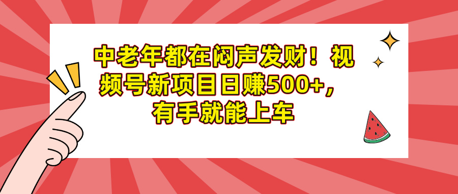 中老年都在闷声发财！视频号新项目日赚500+，有手就能上车-翌晨科技网