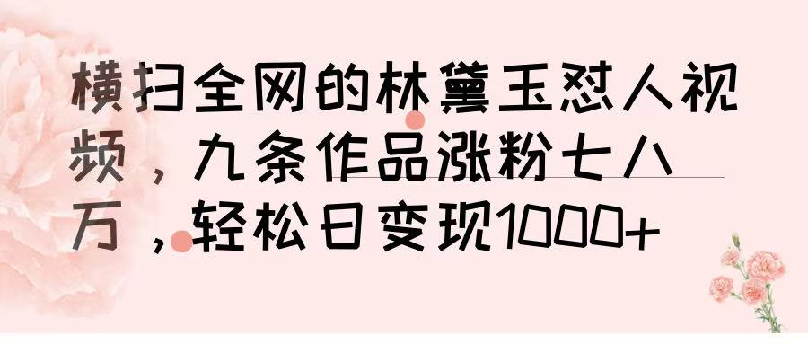横扫全网的林黛玉怼人视频,九条作品涨粉七八万,轻松日变现 1000➕-翌晨科技网