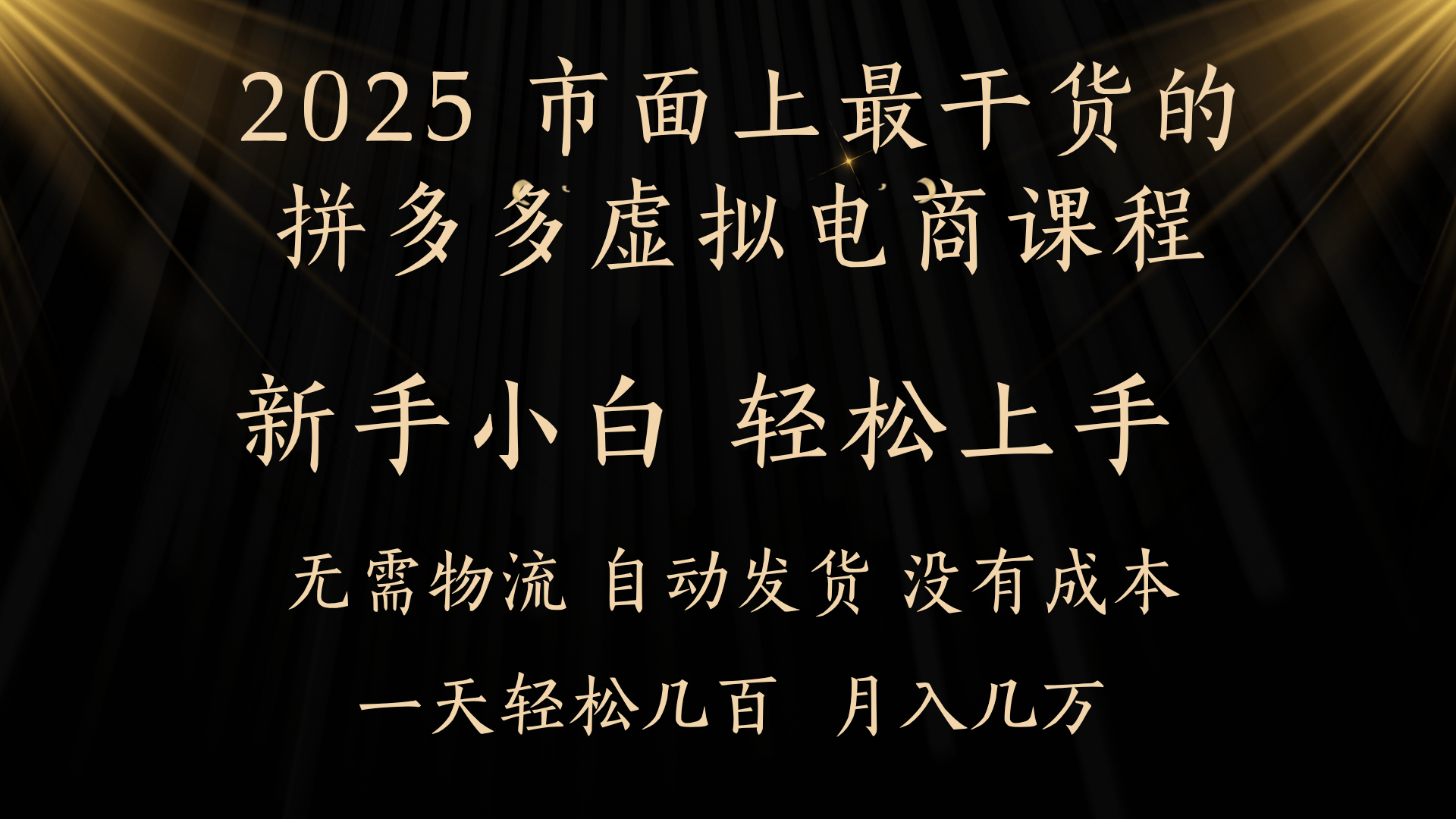 25年最干货的拼多多虚拟电商课程,小白轻松上手,月入过万只是门槛!虚拟电商,如皓月见青天!-翌晨科技网