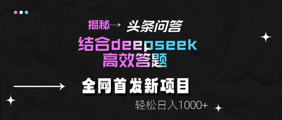 揭秘头条问答新玩法!结合deepseek高效答题,轻松日入1000+-翌晨科技网