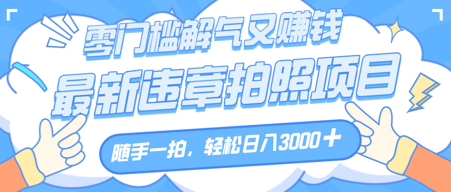 解气又赚钱的项目,随手一拍,轻松收入3000+,最新违章拍照赚钱-翌晨科技网