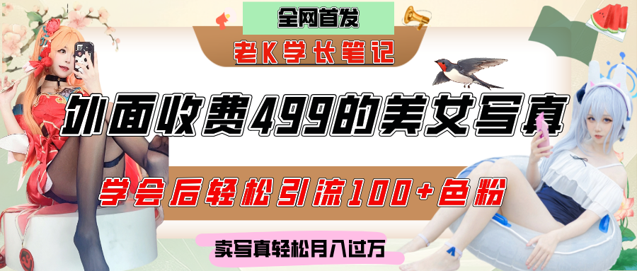 外面收费499的美女写真制作技术，学会后轻松引流色粉变现，日引100+色粉，轻松月入过万-翌晨科技网