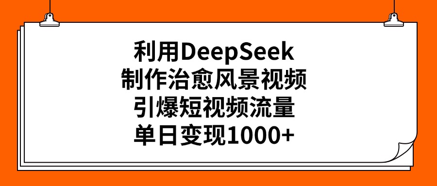 利用DeepSeek，制作治愈风景视频，引爆短视频流量，单日变现1000+-翌晨科技网