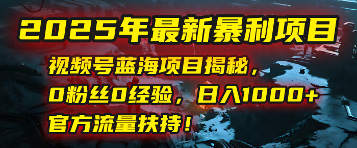 2025年最新暴利项目:视频号蓝海项目揭秘,0粉丝0经验,日入1000+,官方流量扶持!-翌晨科技网