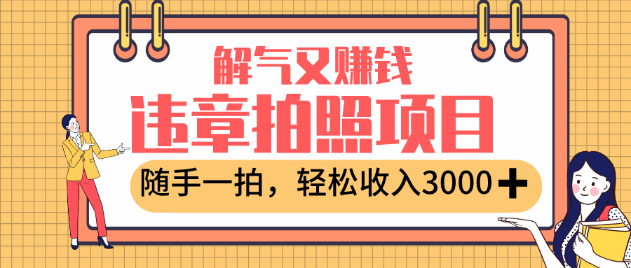 最新违章拍照赚钱,解气又赚钱的项目,随手一拍,轻松收入3000+-翌晨科技网