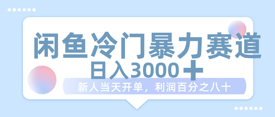 闲鱼冷门暴力赛道,一单 80%利润,新人轻松日入 1000+-翌晨科技网
